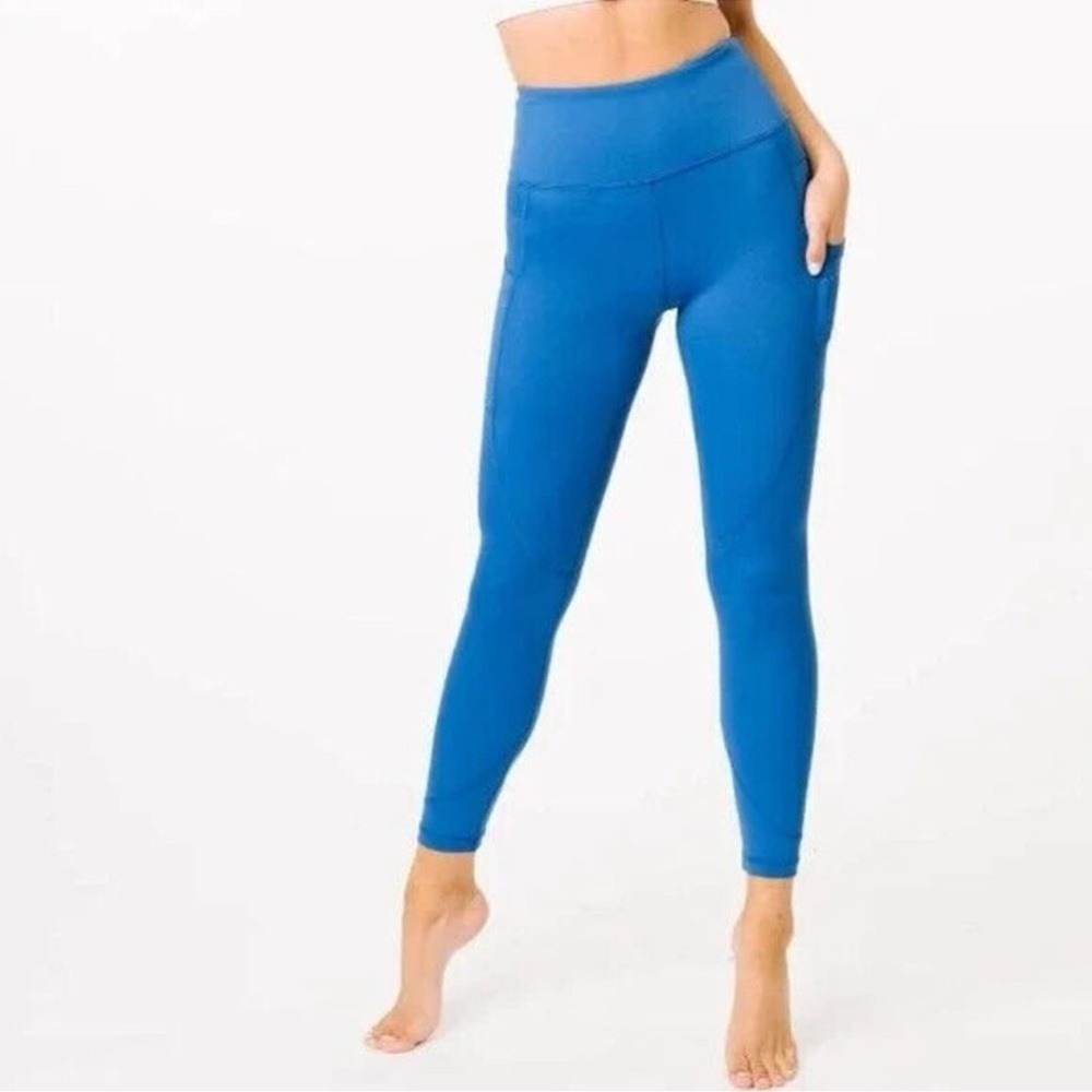 Zyia Active Reflective Pocket Light N Tight Hi Rise 7/8 Leggings Sz 6-8/M Blue